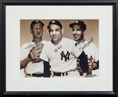Whitey Ford, Yogi Berra & Phil Rizzuto Multi Signed Photo In 20x16 Framed Display (Steiner)